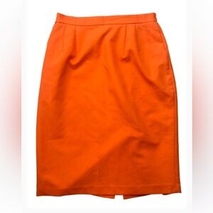 Vintage Orange Pencil Skirt Midi knee length stretch waist plus-size 16